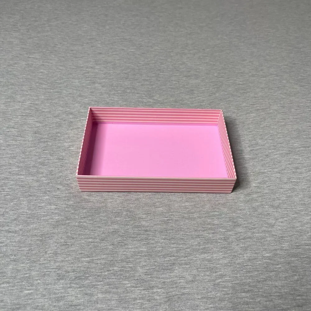 Pink & White Heritage Stripe Empty Decorative Vanity Gift Box